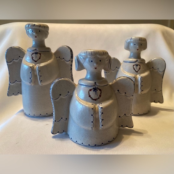 Set 3 Handmade UnSigned Limited Edition Ceramic Angels Candles Christmas - Picture 4 of 8